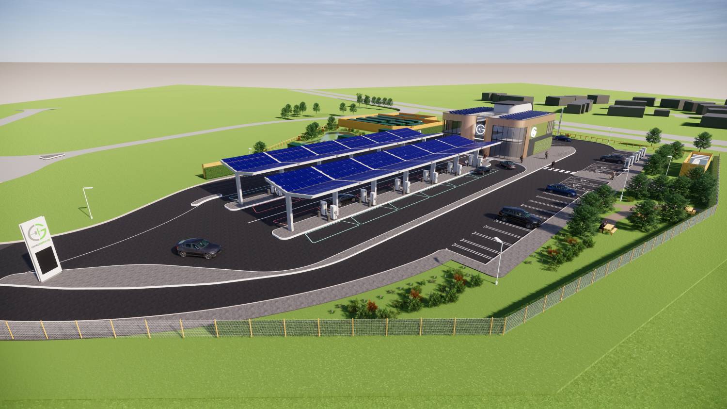 Artist impression of the Gridserve development at Great Notley, Braintree.
