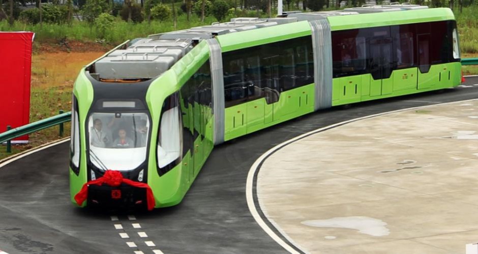 Trackless tram image as part of garden communities