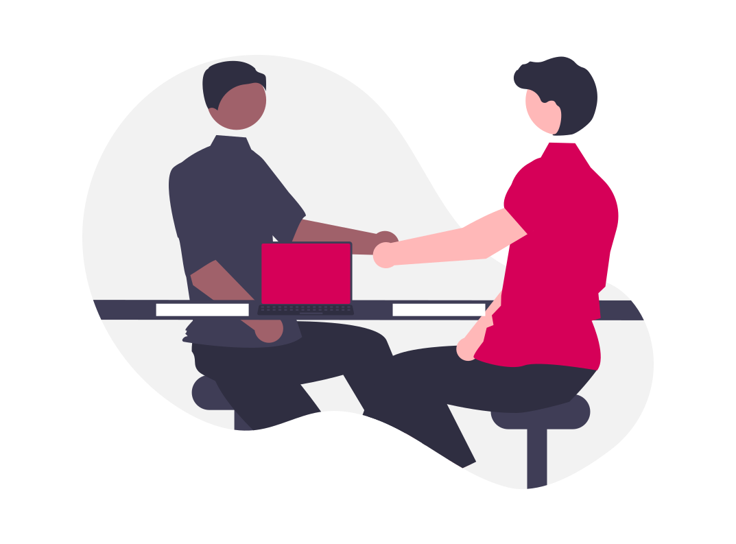 graphic of two people having a meeting