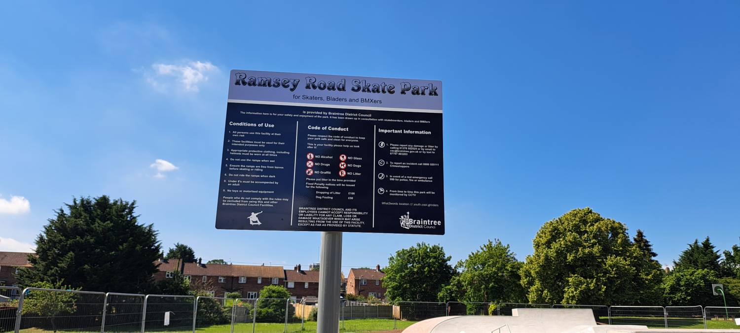 Image of Ramsey Road skatepark sign
