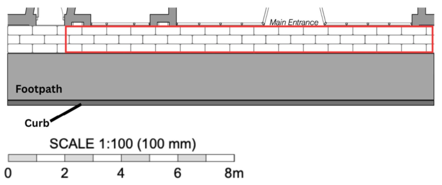 26 00466 Pl 2 - area in front of main entrance proposed for pavement licence