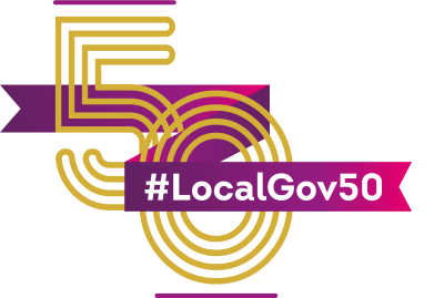 Decorative thumbnail with text 50   and #localgov50