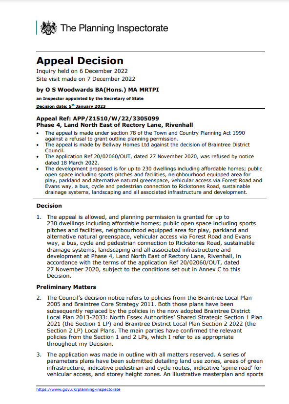 Decorative thumbnail image for Appeal decision  inquiry for land at north east witham phase 4 in rivenhall parish witham