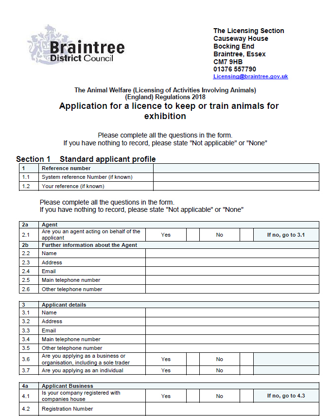 Decorative thumbnail image for Application for a licence to keep or train animals for exhibition 