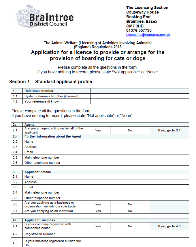 Decorative thumbnail image for Application for a licence to provide or arrange for the provision of boarding for cats or dogs 