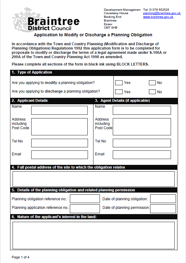 Decorative thumbnail image for Application form to modify or discharge a planning obligation 