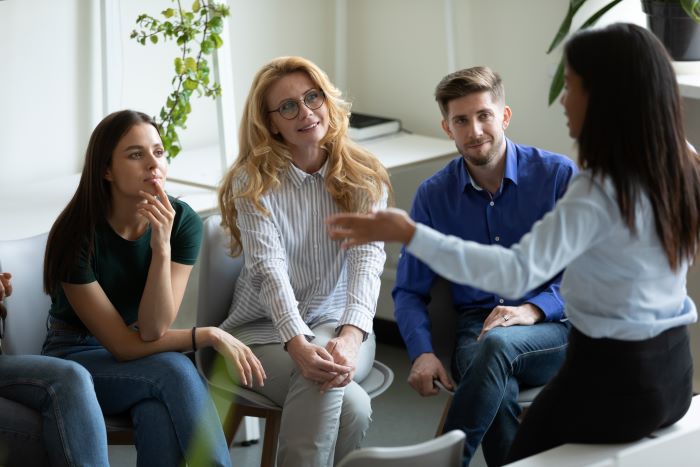 Group of people having a conversation