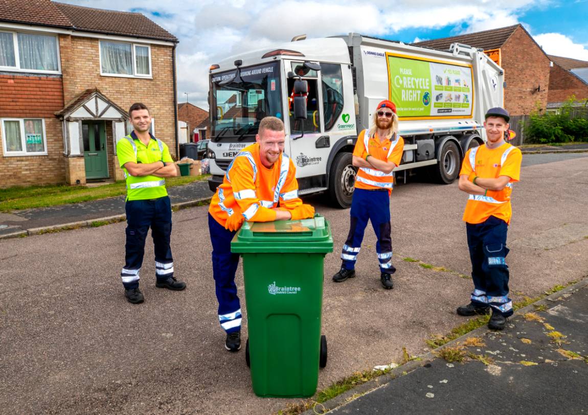 Bin crew collecting rubbish in Braintree