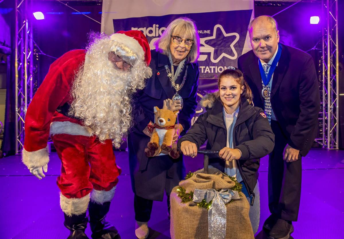 Braintree christmas light switch on with Father Christmas, Beth Shriever and Councillors from Braintree District Council - Image