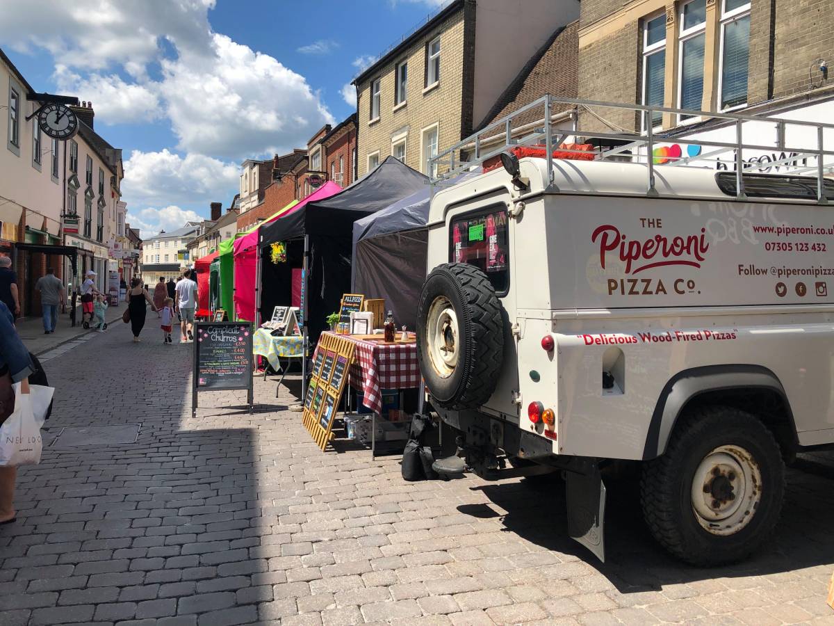 Photo of Braintree street market on Braintree High Street