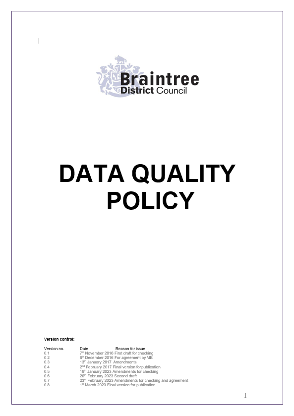 Data Quality policy