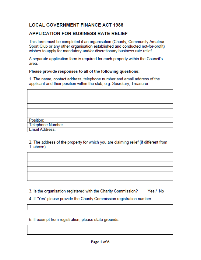 Decorative thumbnail for Charitable and discretionary rate relief application 