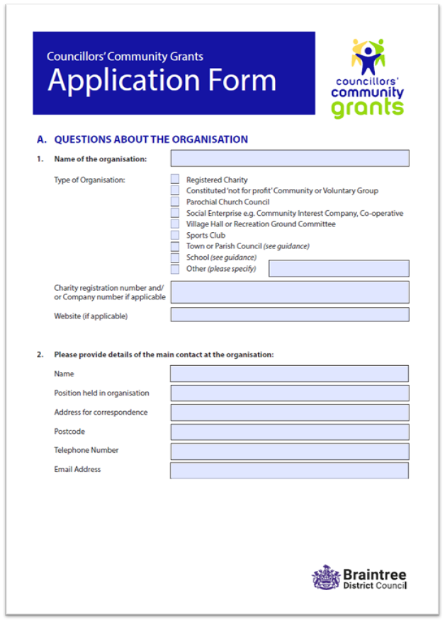 Decorative thumbnail image for Councillor community grant scheme application form
