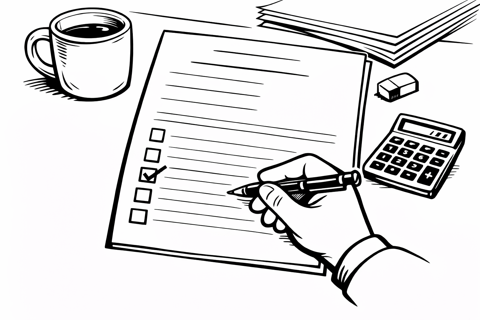 Someone filling in a report sheet