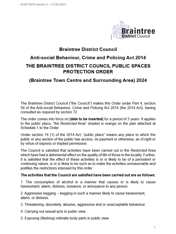 Decorative thumbnail image for Draft version of the public spaces protection order 