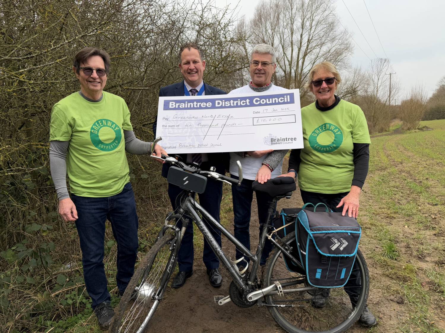 Photo from left to right: Jack Pearce (Greenway North Essex), Cllr Justin Wrench (Vice Chairman of Braintree District Council), Peter Kohn (Greenway North Essex) and Sheila Cook (Greenway North Essex)