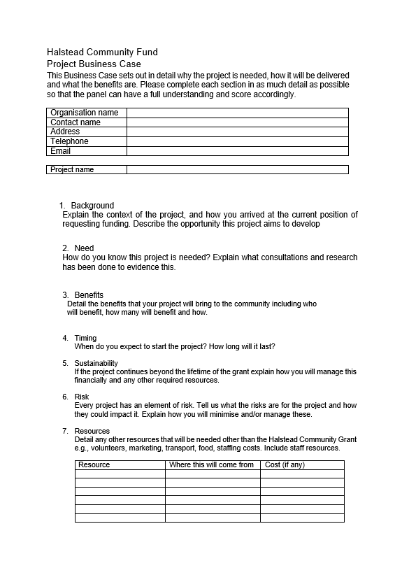 Decorative thumbnail image for halstead community fund business case download