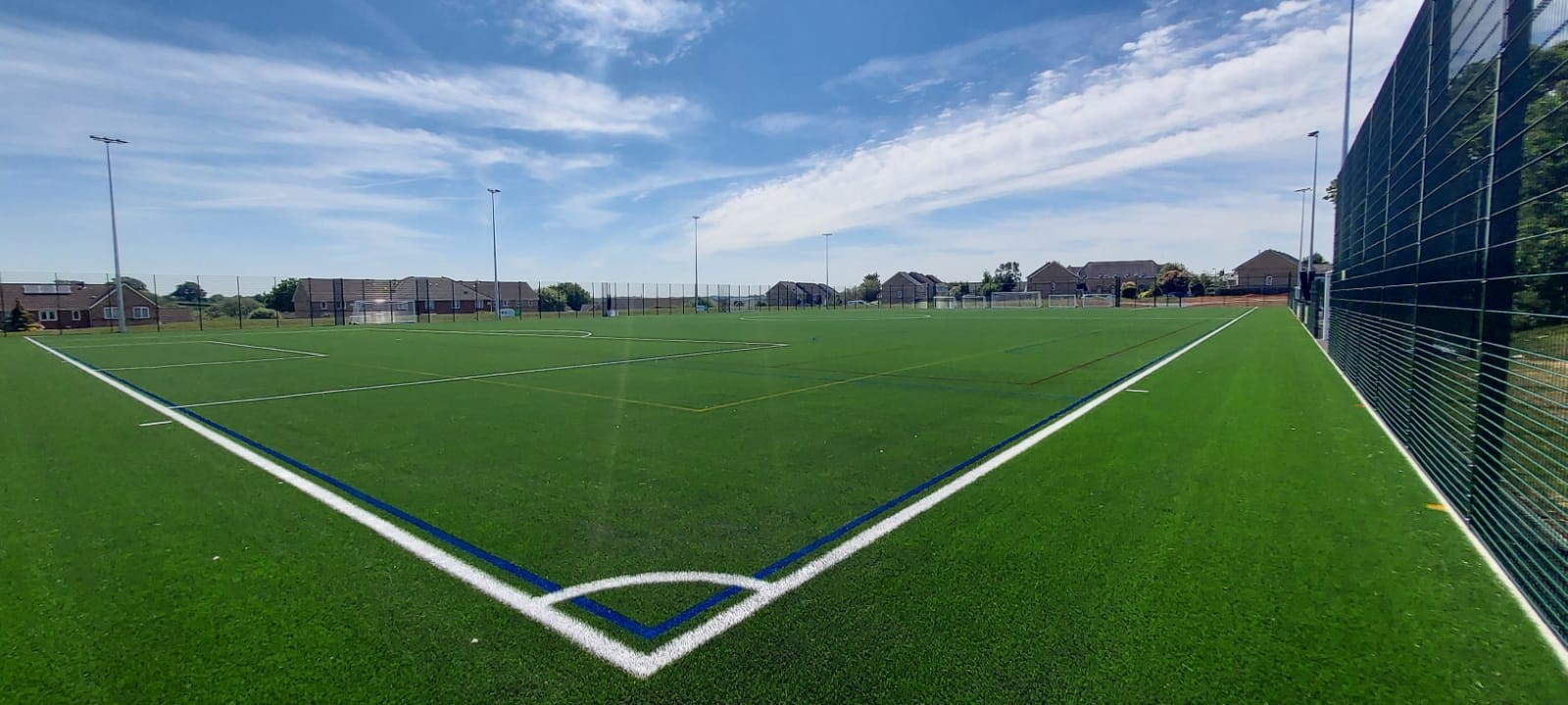 Image of Halstead artificial football pitch from the corner.