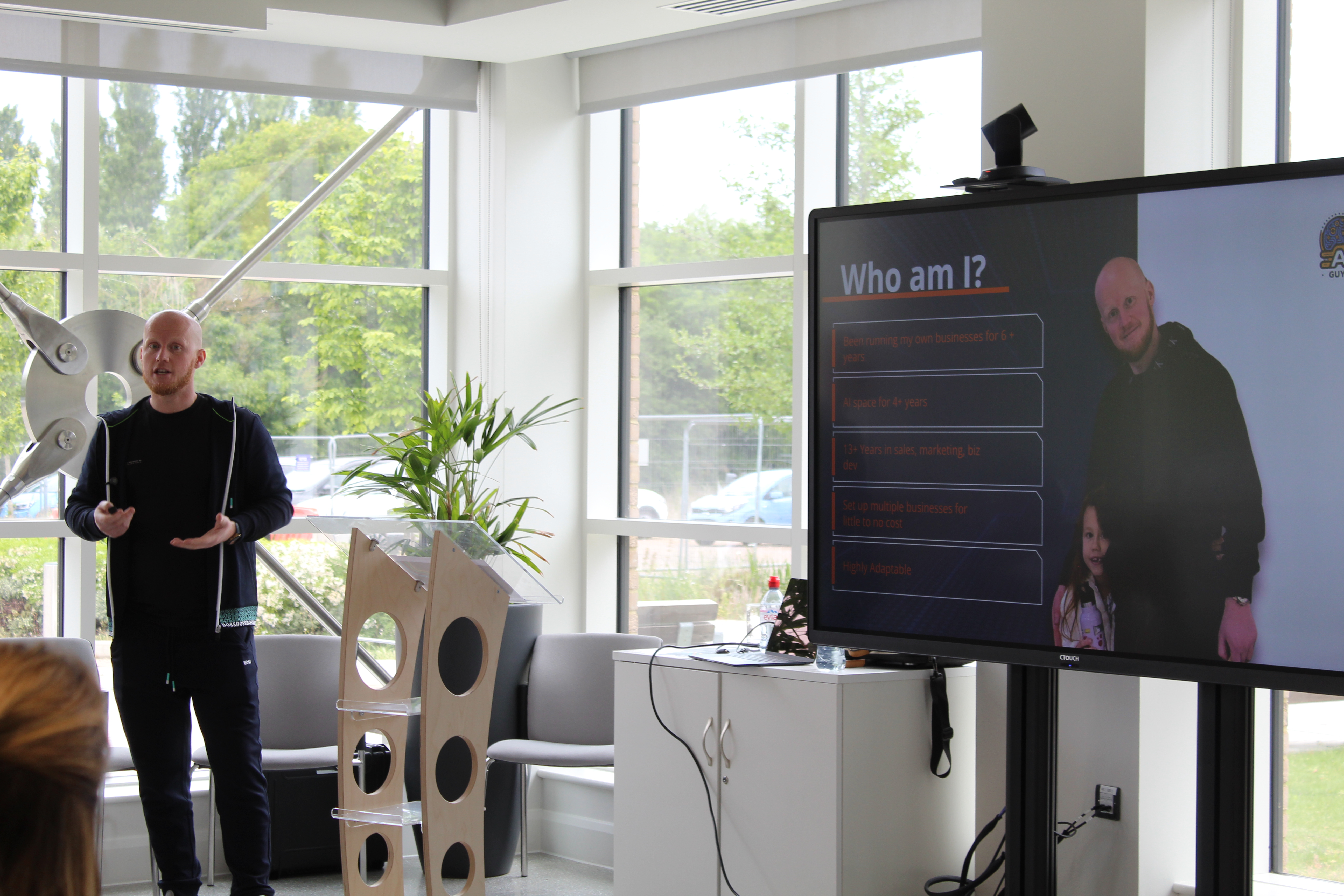 Matthew Perkins from AI Guys demystifying AI to an audience of young entrepreneurs.