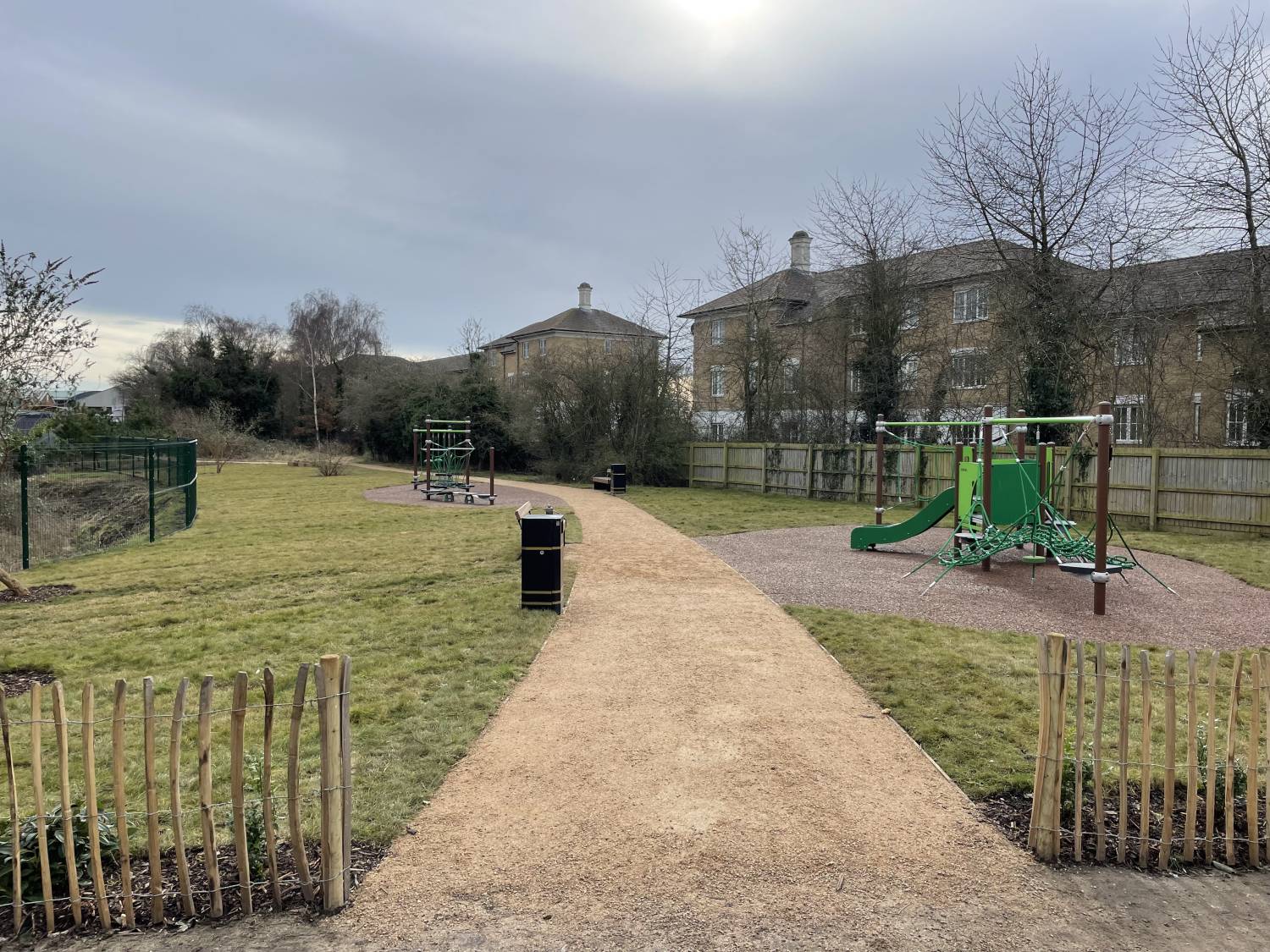 images show entrance to the new improved rose gill park, braintree