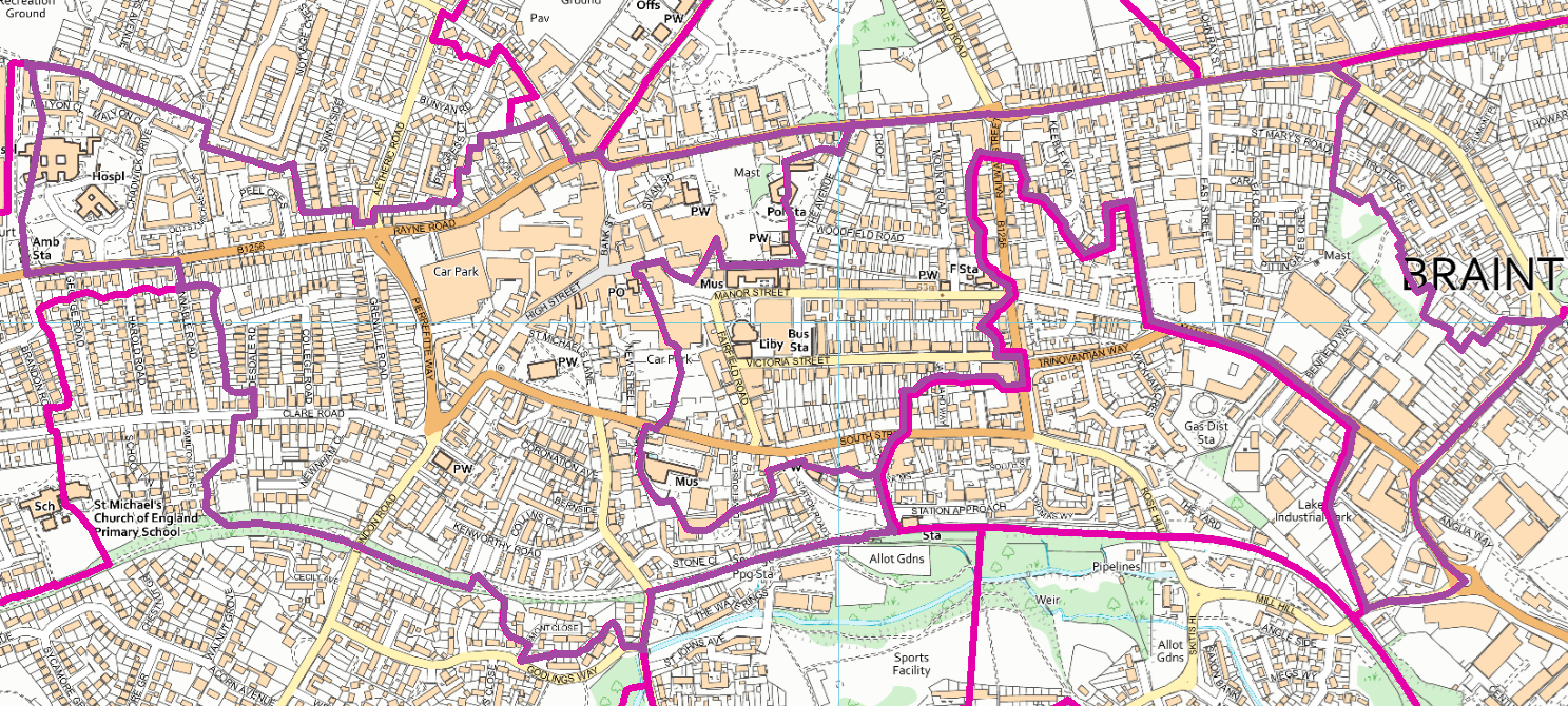 Map of Braintree