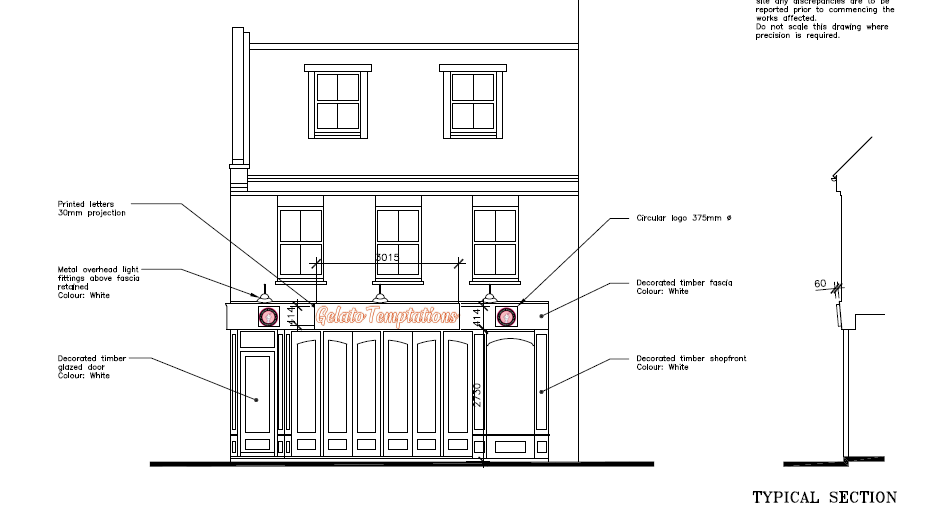 Drawing of listed building from front view