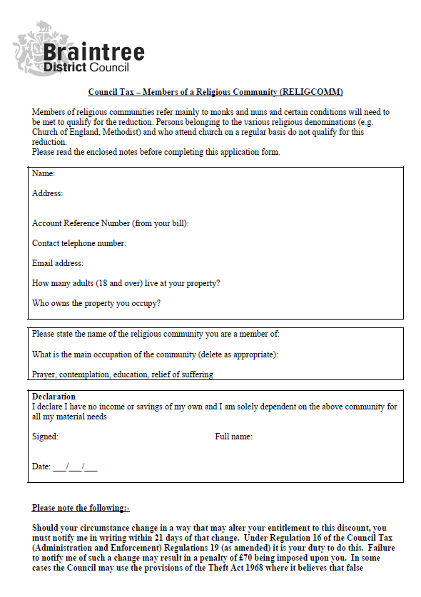  Decorative thumbnail image for Members of religious communities council tax disregard download