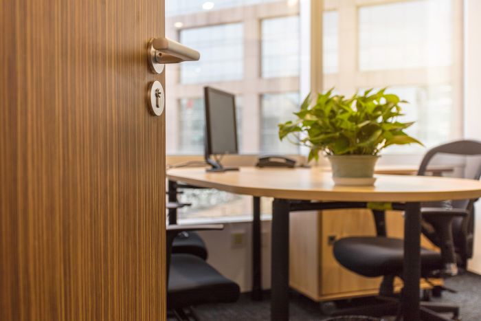 Open door showing an office