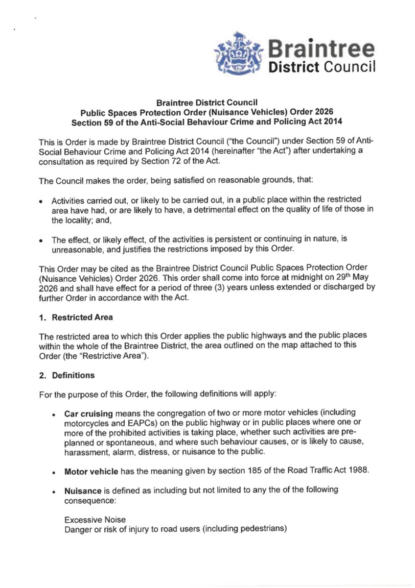 PSPO nuisance vehicles order front page preview image