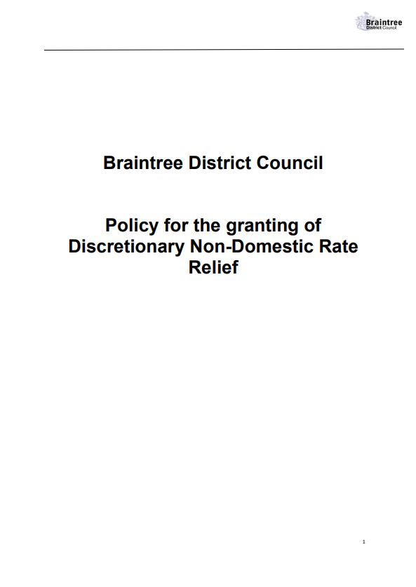 Decorative thumbnail image for the policy for the granting of discretionary non domestic rate relief thumbnail