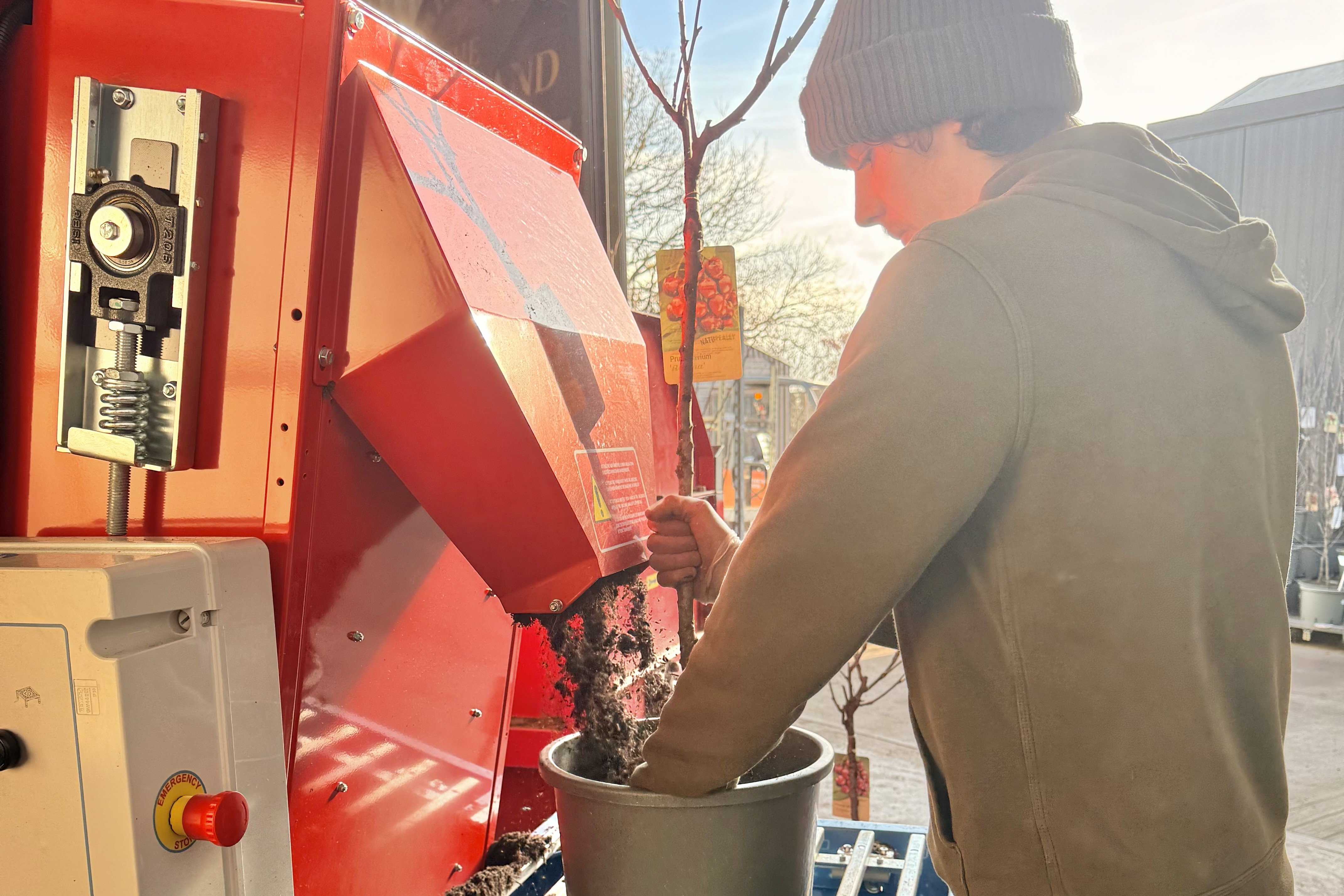 Potting machine at Olivers Plants