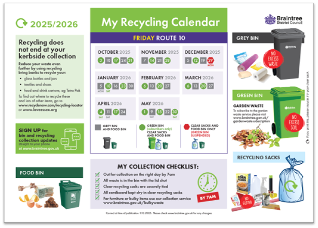 Decorative thumbnail image for Recycling calendar route 10