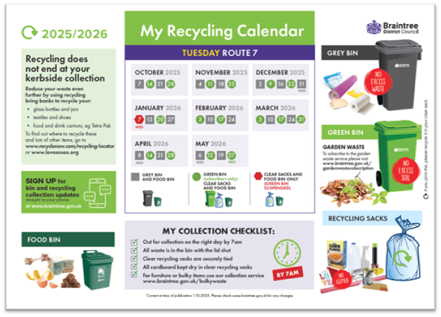 Decorative thumbnail image for Recycling calendar route 7