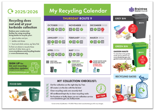 Decorative thumbnail image for Recycling calendar route 9