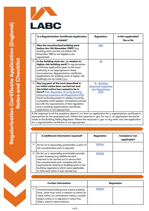 Decorative thumbnail image for the regularisation certificate application england notes
