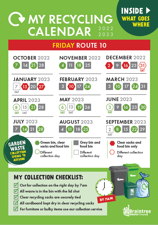 Route 10 collection calendar download Braintree District Council