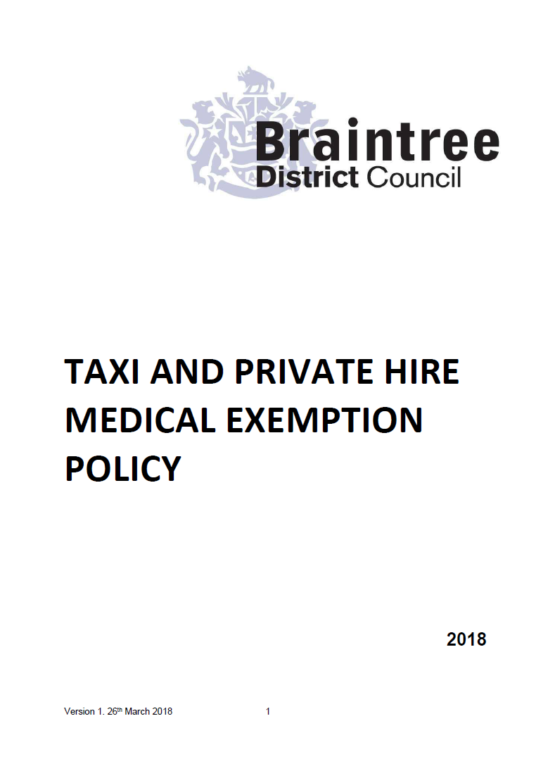 Decorative thumbnail image for taxi private hire driver medical exemption policy 2018