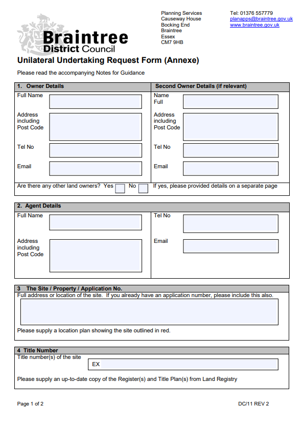 Decorative thumbnail image for unilateral undertaking request form annexe thumbnail