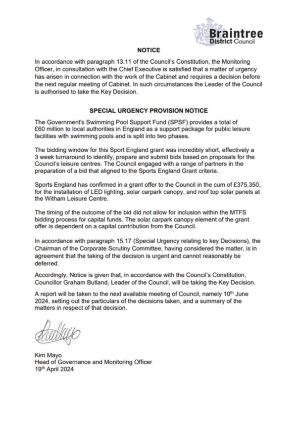 Decorative thumbnail image for Urgent key decision urgent notice sports england grant download 