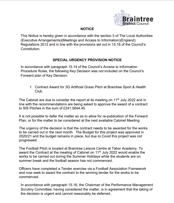 Decorative thumbnail image for Urgent key decision for consideration of a three year contract for rural verge grass cutting in the braintree district download