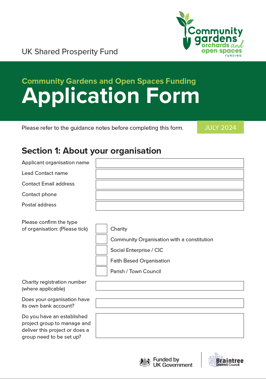Decorative thumbnail image for Community gardens and open spaces funding application form download 