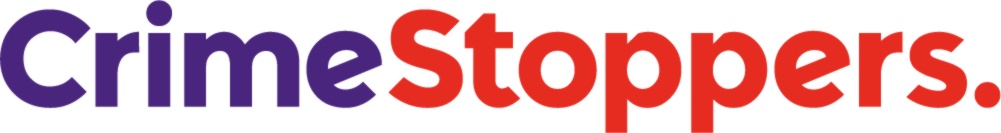 Crime stoppers purple and red logo
