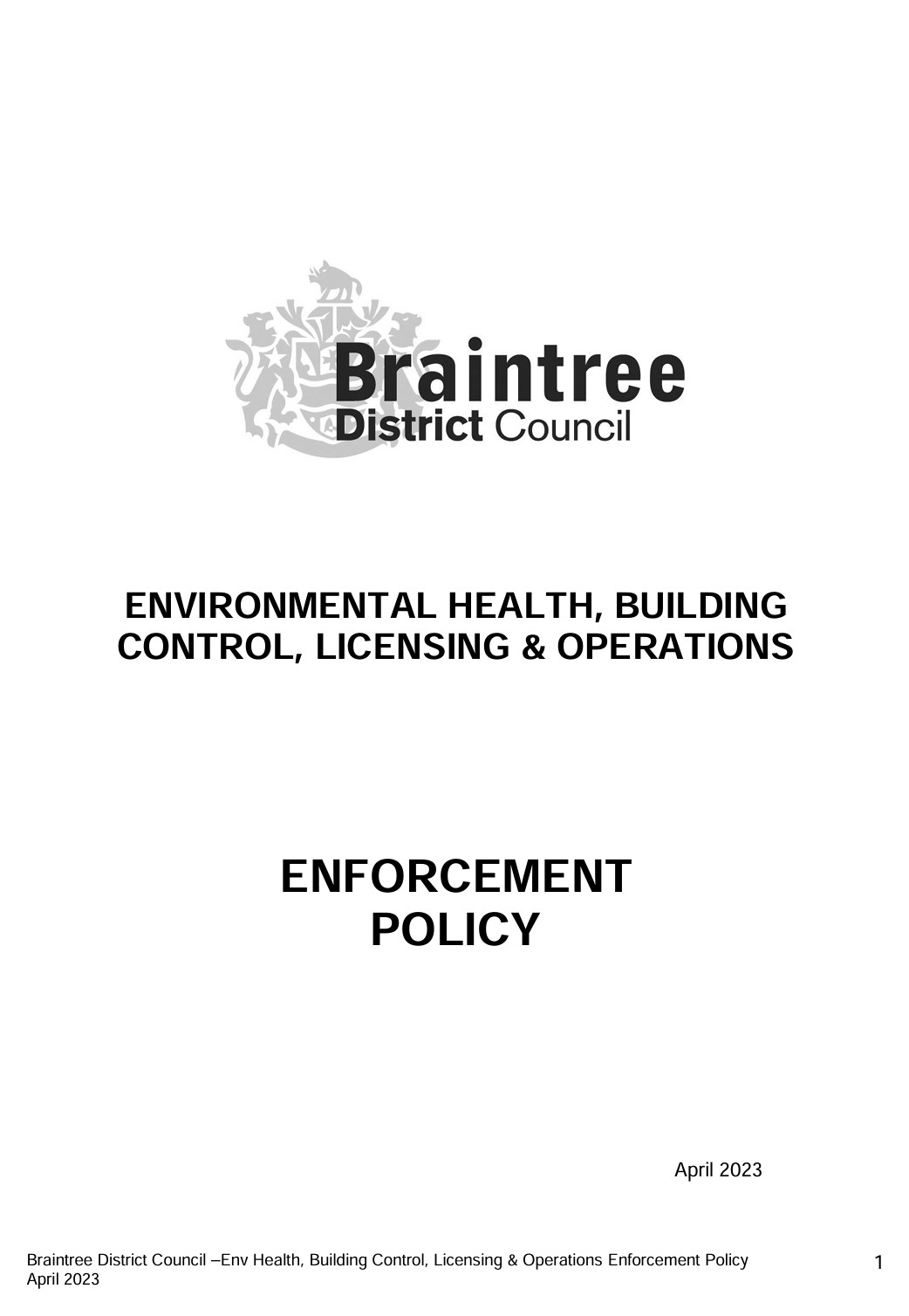 Enforcement policy front cover page