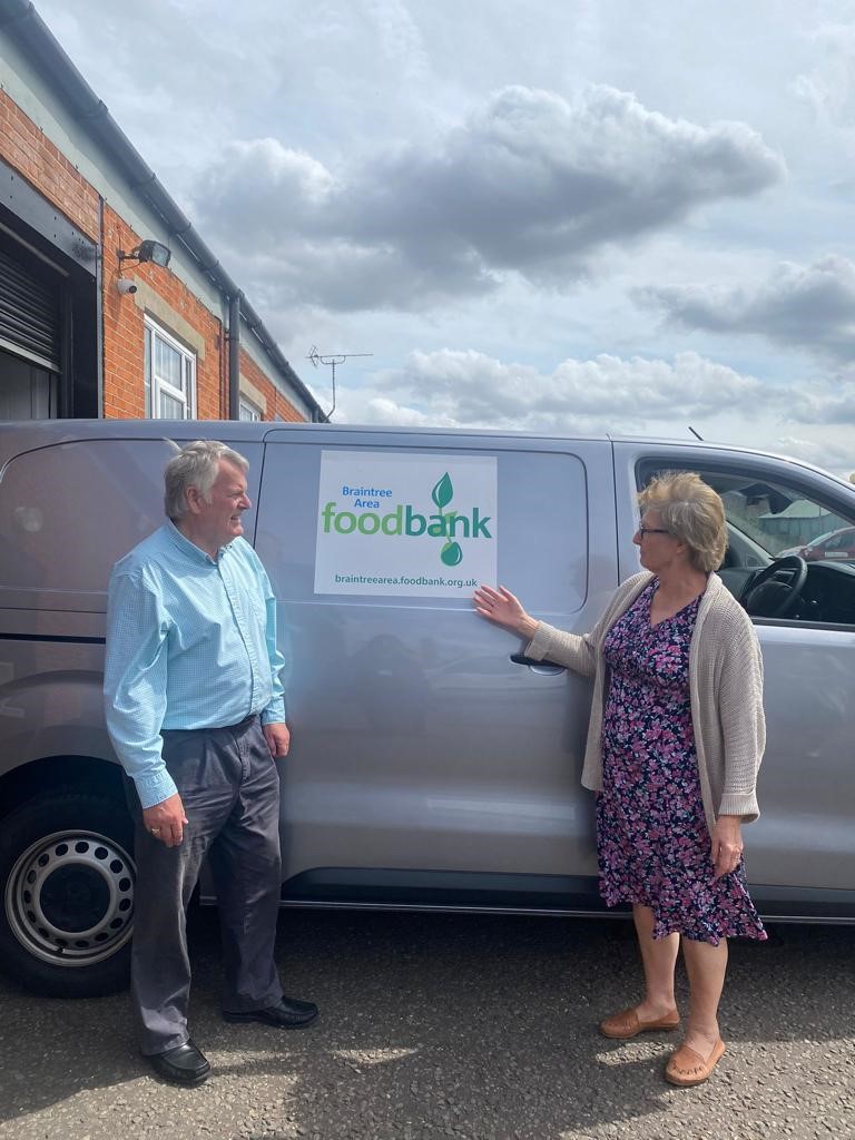 Cllr Graham Butland and Cllr Mary Cunningham see the new Braintree Area Foodbank van