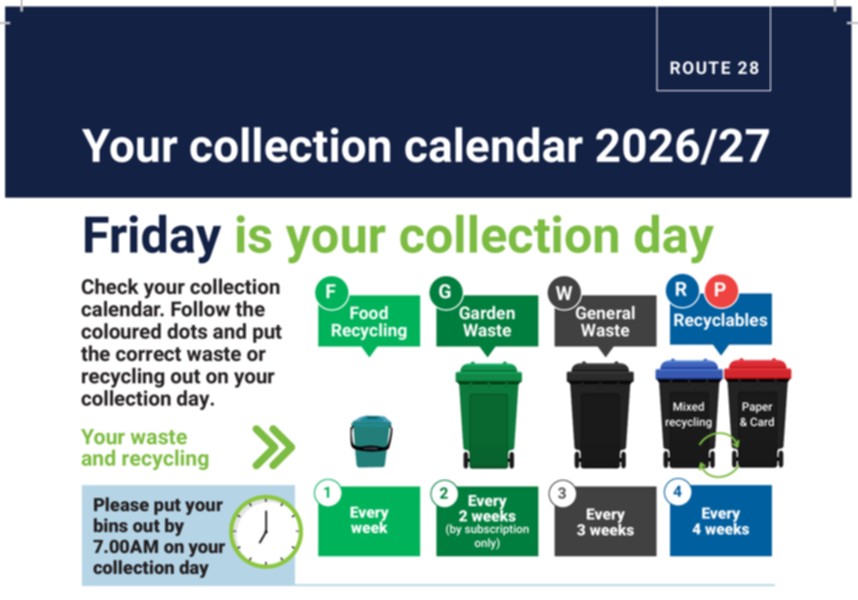 Route 28 collection calendar preview image
