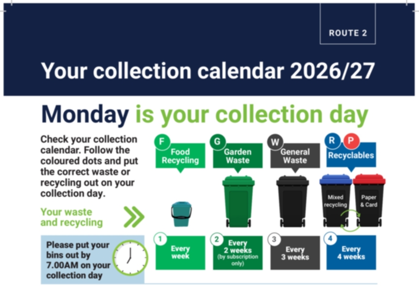 Route 2 collection calendar preview image