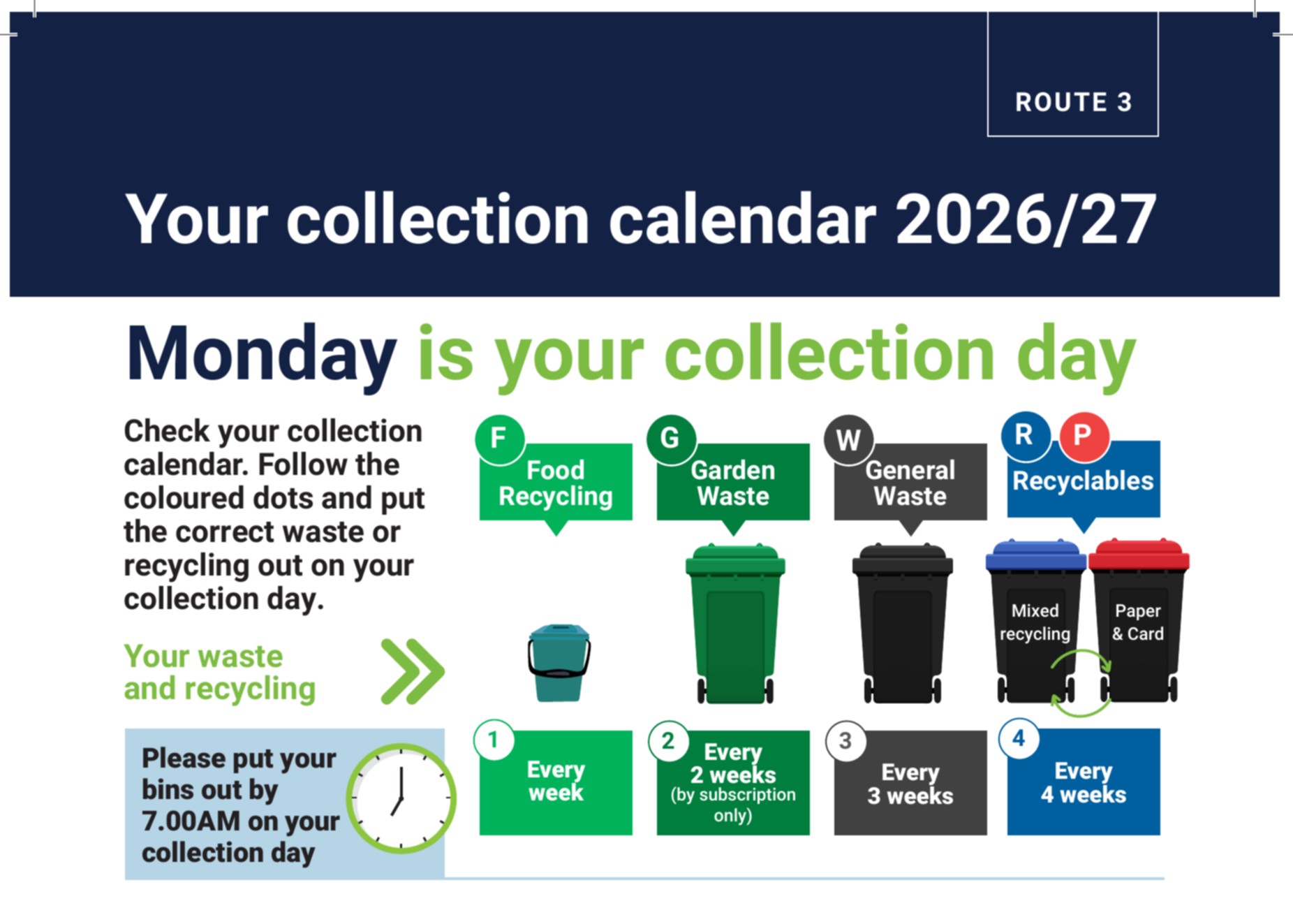 Route 3 collection calendar preview image