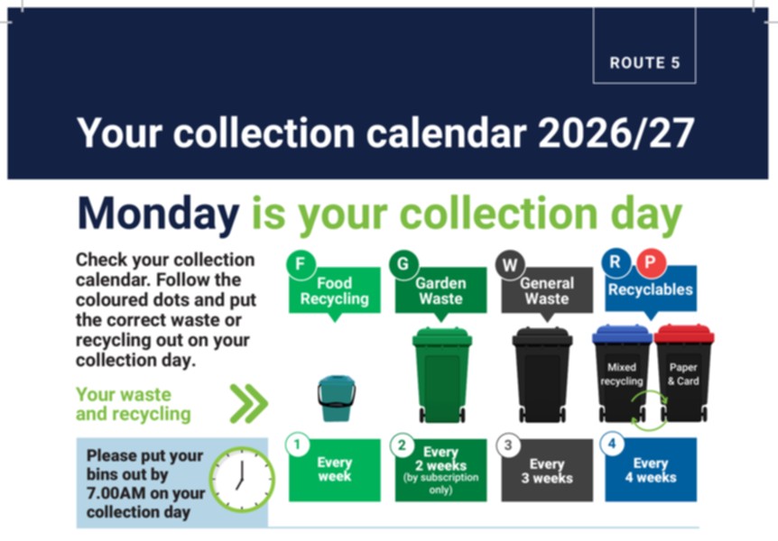 Route 5 collection calendar preview image