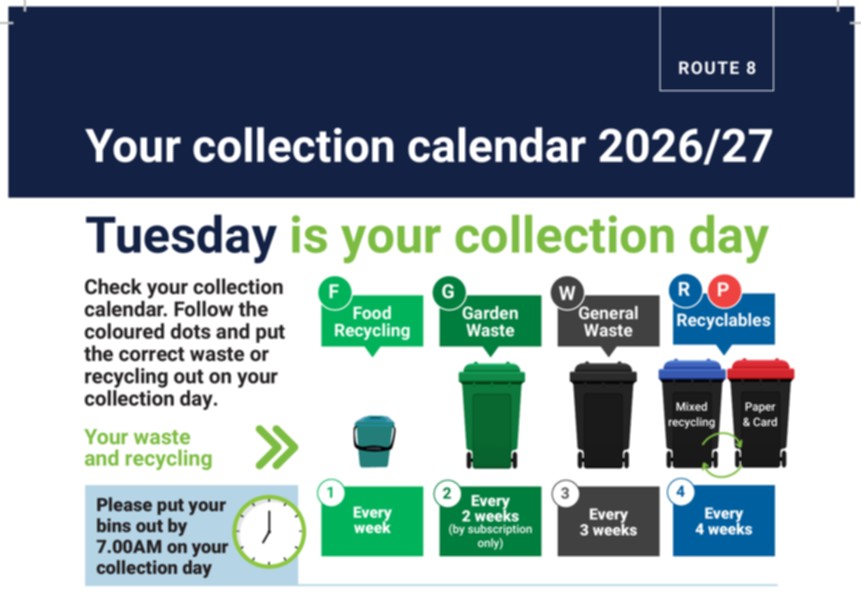 Route 8 collection calendar preview image