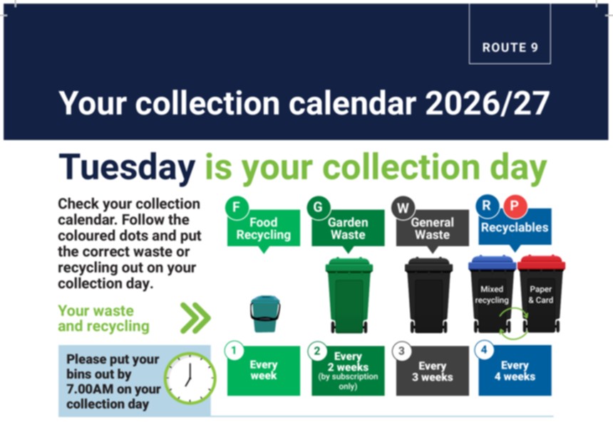 Route 9 collection calendar preview image